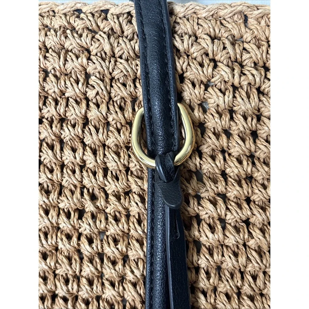 Lauren Ralph Lauren Raffia Brown Tote Bag Designer Preppy Coastal Resort
